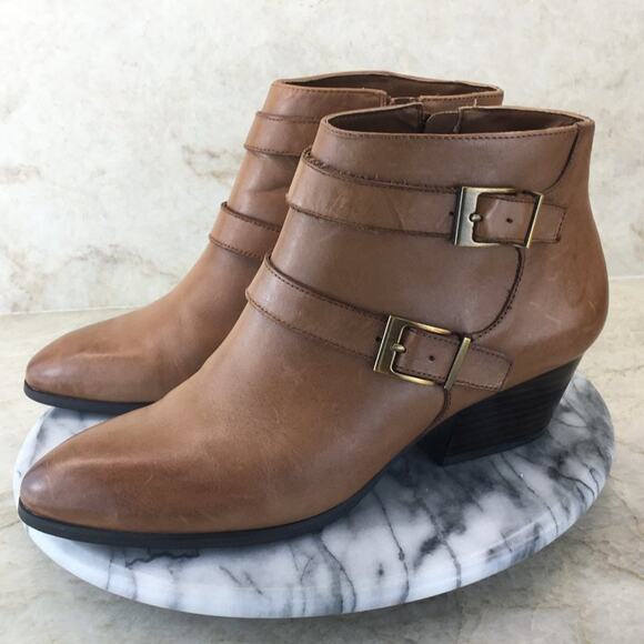 Franco Sarto Women's Tan Double Monk-Strapped Bootie Size 9W - Picture 7 of 16